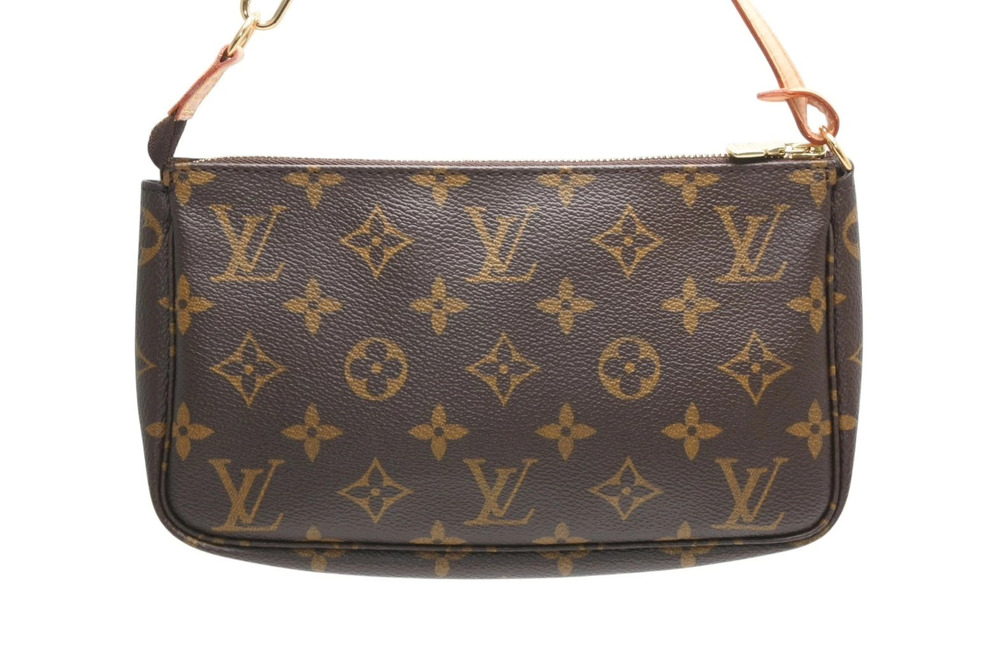LOUIS VUITTON Pochette Accessoires Accessory Pouch Clutch Monogram Brown Leather